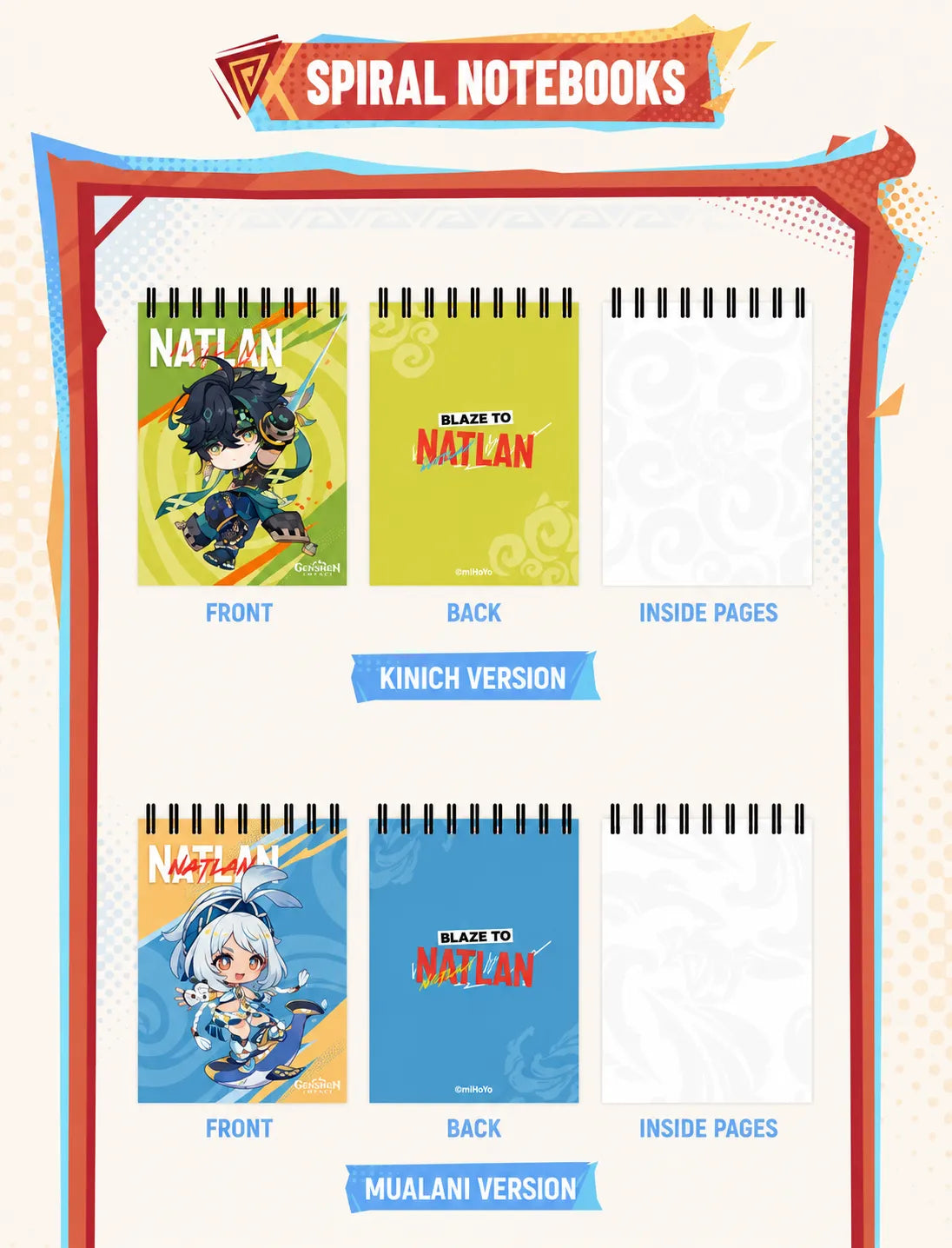 Genshin Impact Blaze to Natlan Series chibi spiral notebook detail showcase