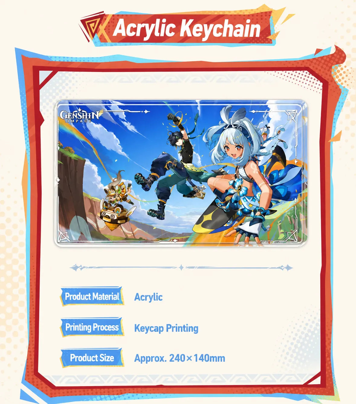 Genshin Impact Blaze to Natlan Series thick acrylic display piece with vibrant character illustration