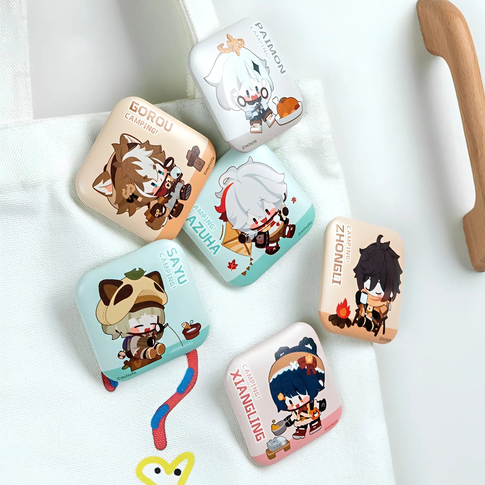Genshin Impact square badges ita bag collection camping series display