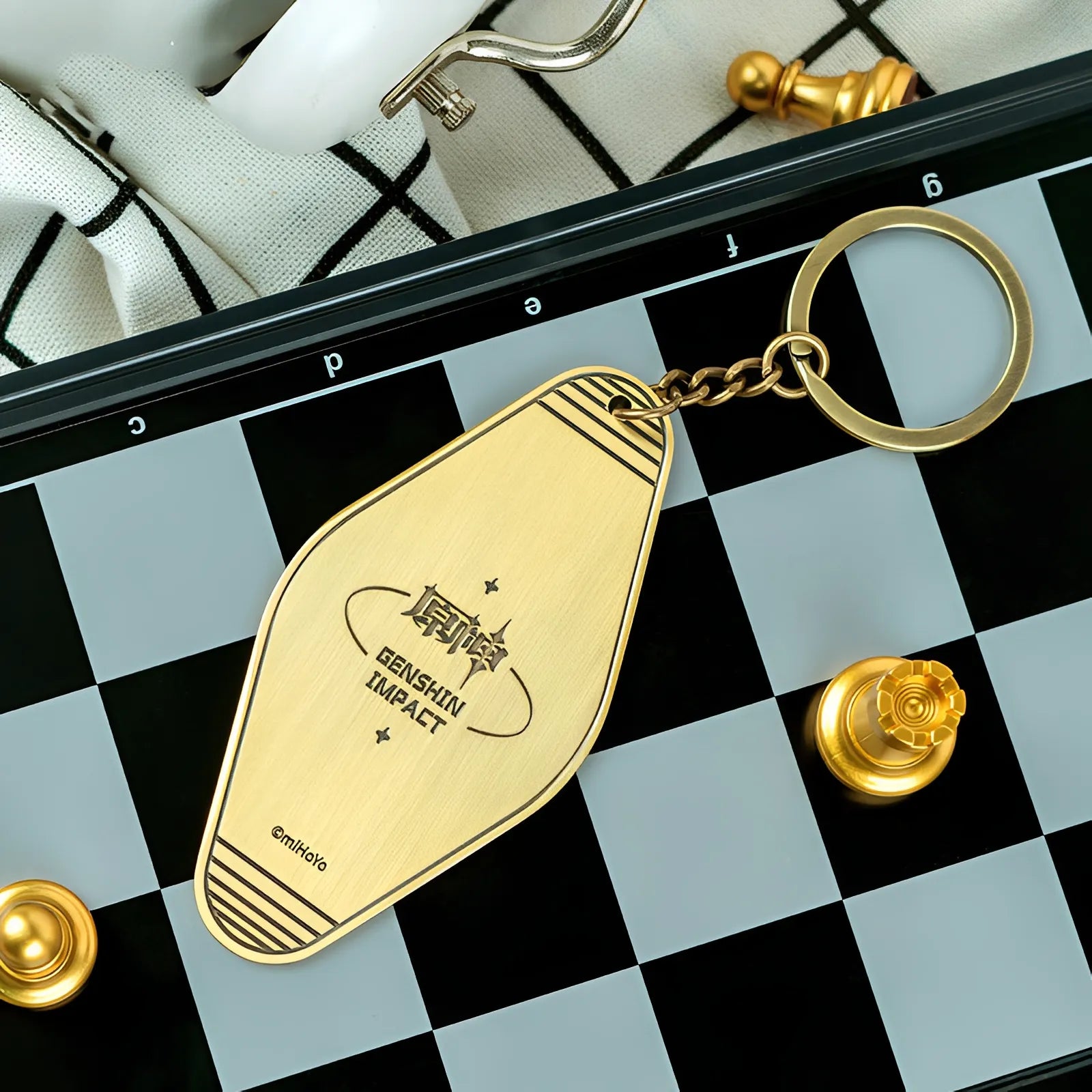 Genshin Impact camping keychains group scene Gorou Kazuha Zhongli Paimon Xiangling Sayu chibi style