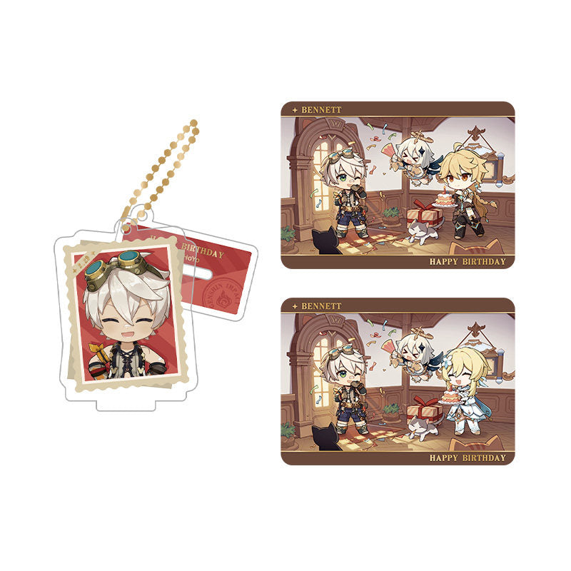 Genshin Impact Bennett acrylic standee and collectible card set from Captured Moments series