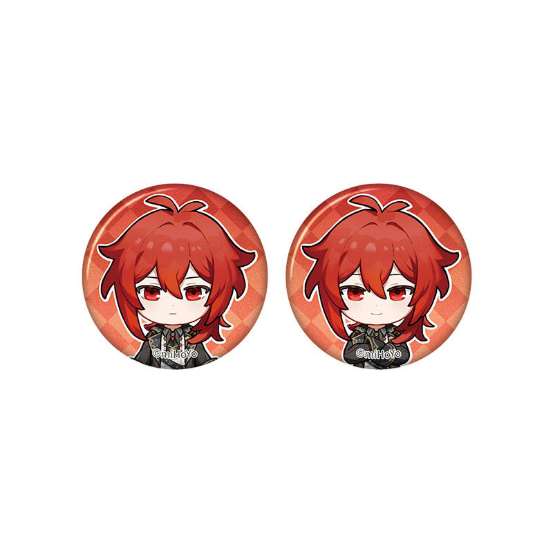 Genshin Impact Diluc chibi badge from Captured Moments series