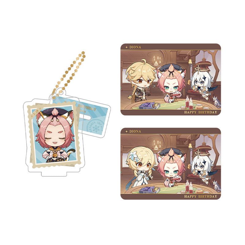 Genshin Impact Diona acrylic standee and collectible card set from Captured Moments series