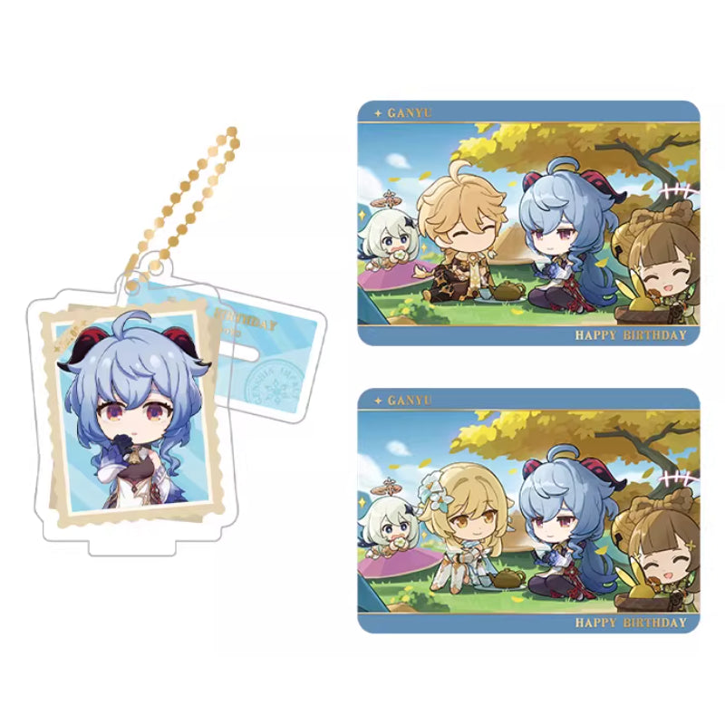 Genshin Impact Ganyu acrylic standee and collectible card set from Captured Moments series