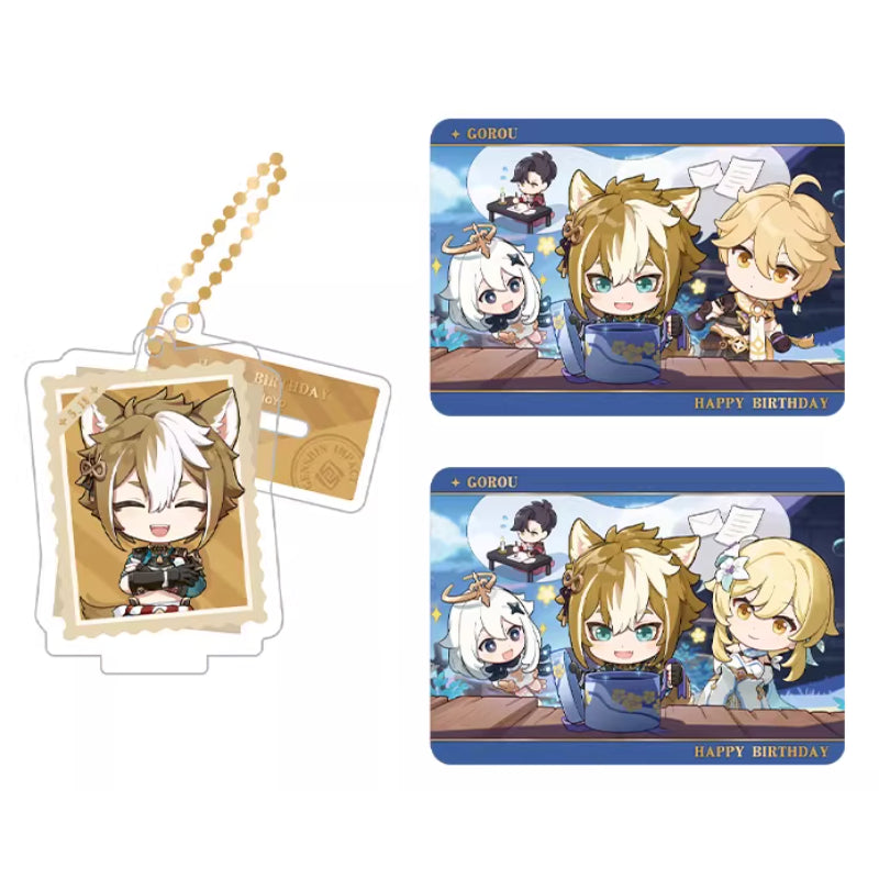 Genshin Impact Gorou acrylic standee and collectible card set from Captured Moments series