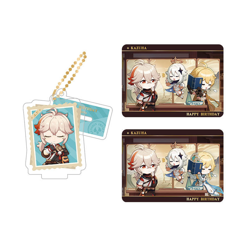 Genshin Impact Kaedehara Kazuha acrylic standee and collectible card set from Captured Moments series