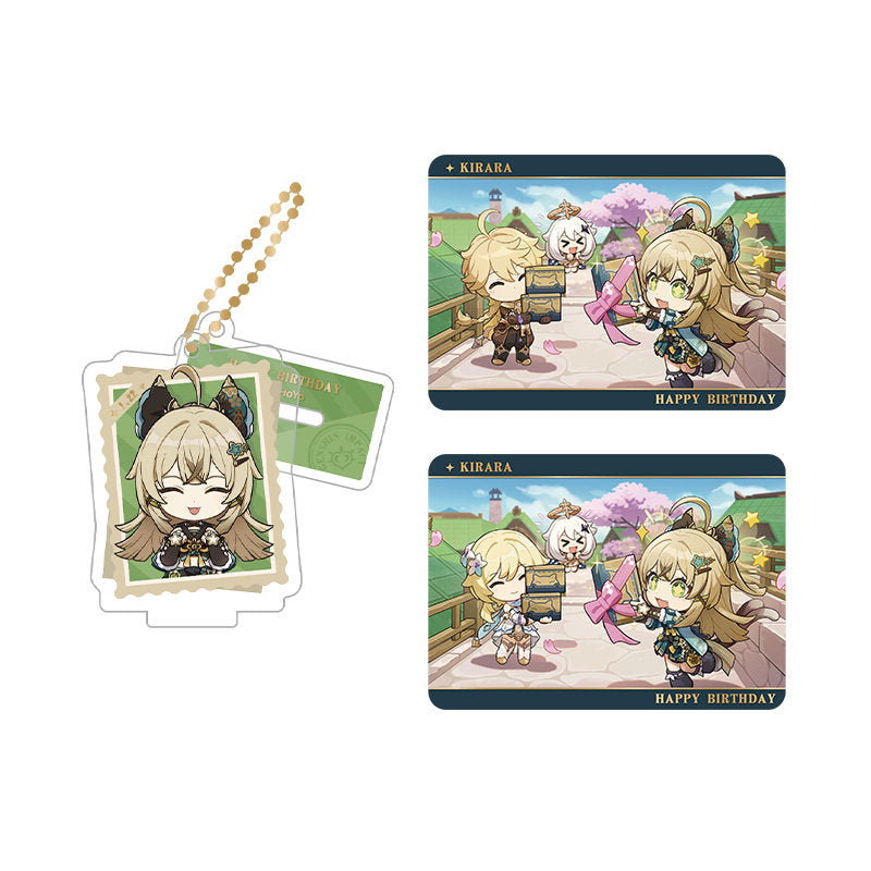 Genshin Impact Kirara acrylic standee and collectible card set from Captured Moments series