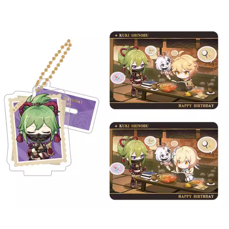 Genshin Impact Kuki Shinobu acrylic standee and collectible card set from Captured Moments series