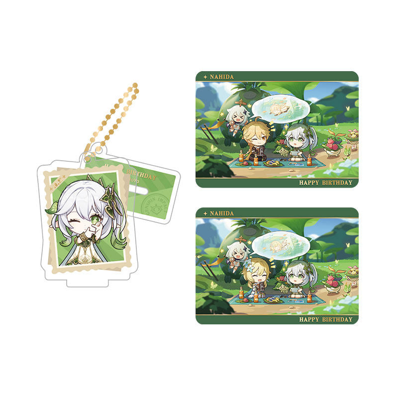 Genshin Impact Nahida acrylic standee and collectible card set from Captured Moments series