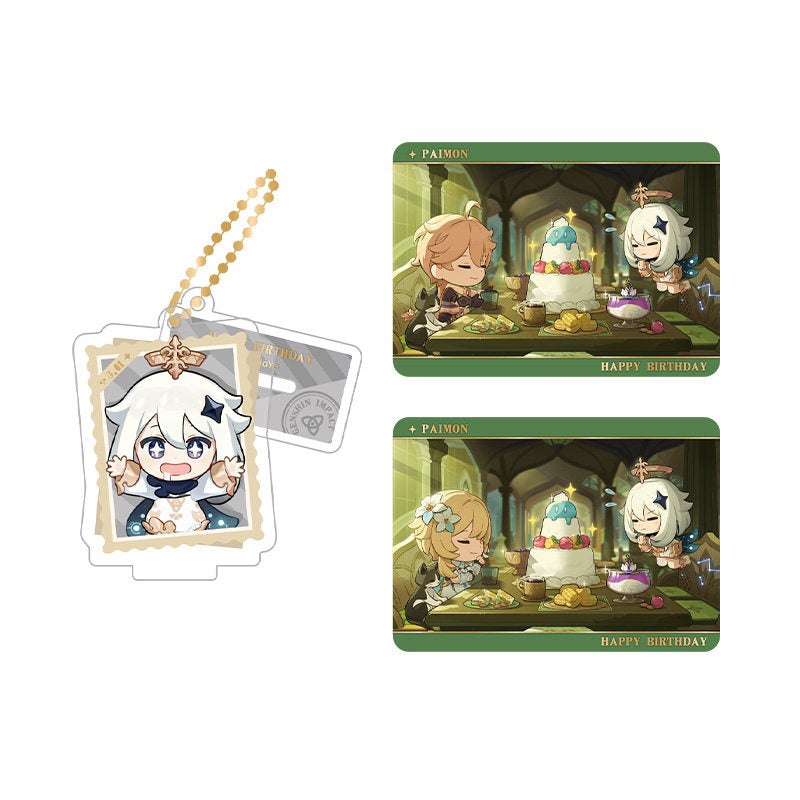 Genshin Impact Paimon acrylic standee and collectible card set from Captured Moments series