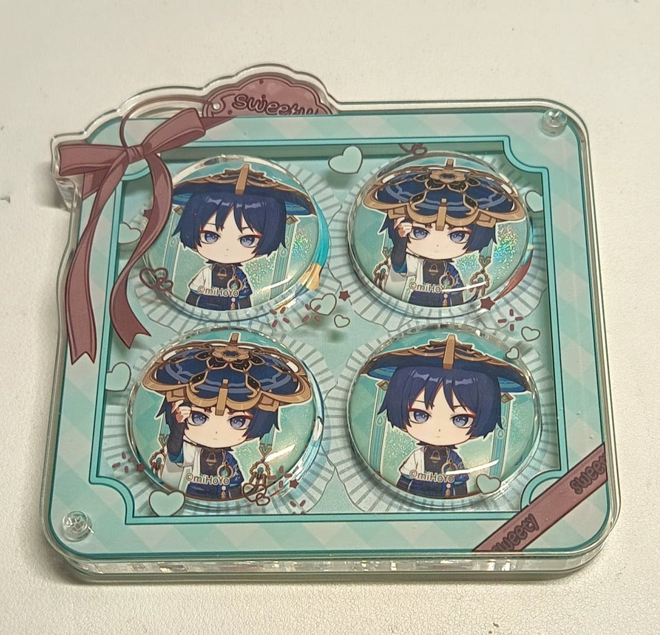 Genshin Impact Captured Moments Badge Set mit Chibi Charakteren