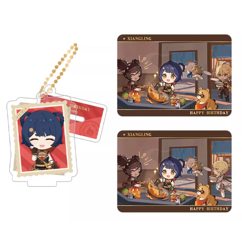 Genshin Impact Xiangling acrylic standee and collectible card set from Captured Moments series