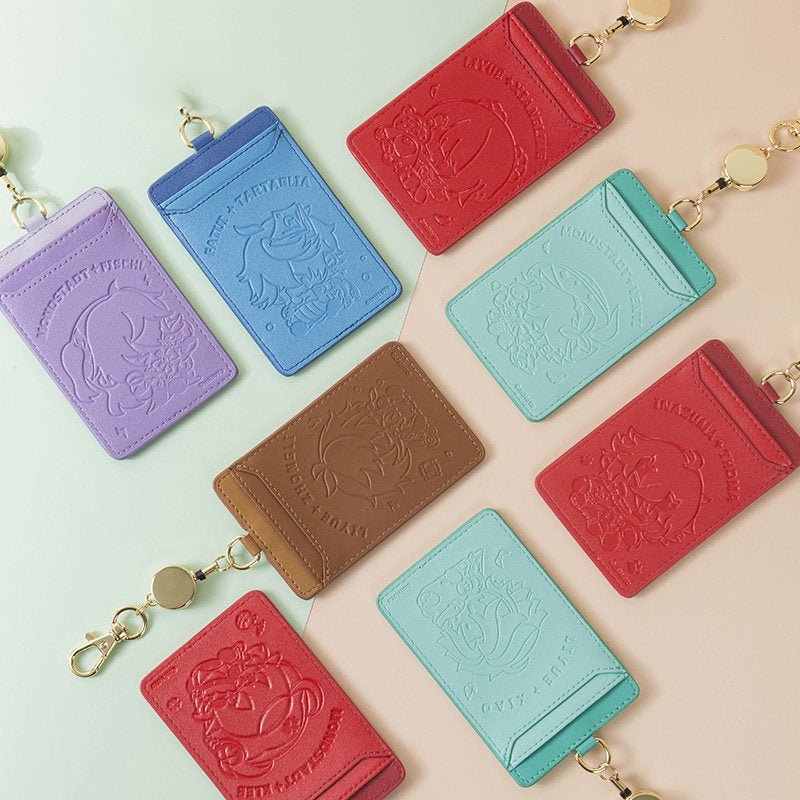 Genshin Impact card holder storage detail showing card slots compact size everyday carry accessory