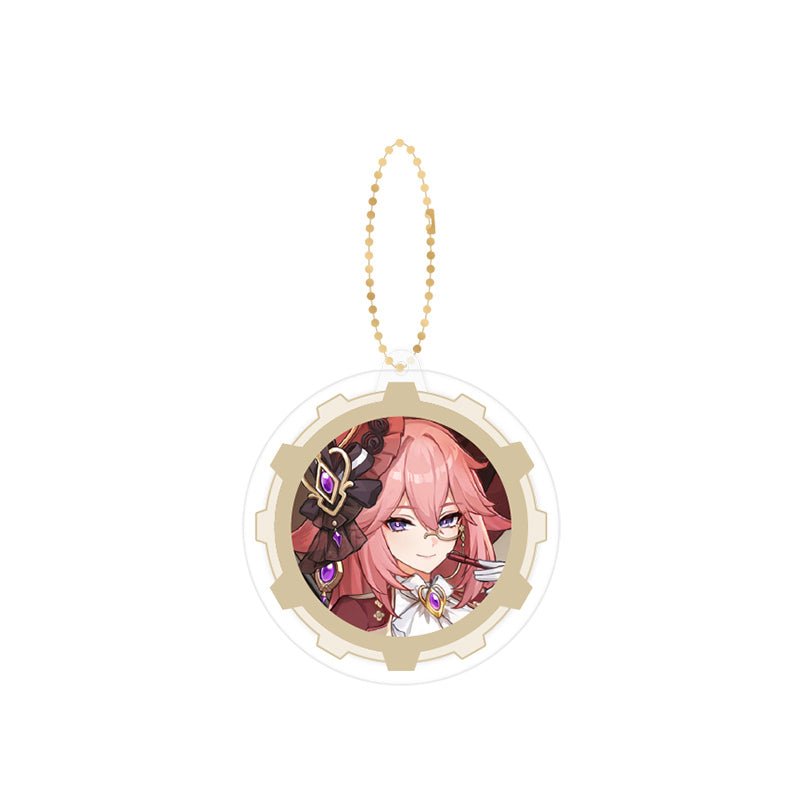 Genshin combo keychain featuring Yae Miko with acrylic charm and protective PVC cover