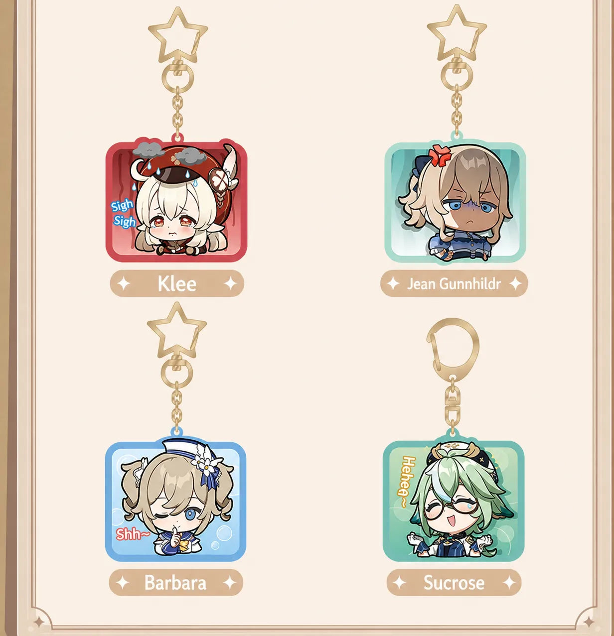 Genshin Impact chibi emoji acrylic keychain used on bag and keys for daily accessories