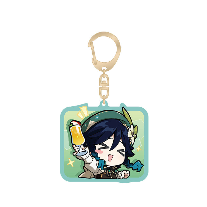Genshin Impact chibi emoji acrylic keychain featuring Venti with lively expression and detailed print