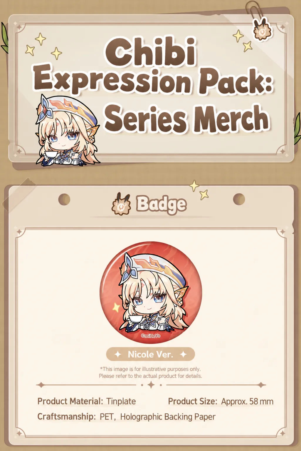 Genshin Impact Chibi Expression Pack Nicole merchandise details