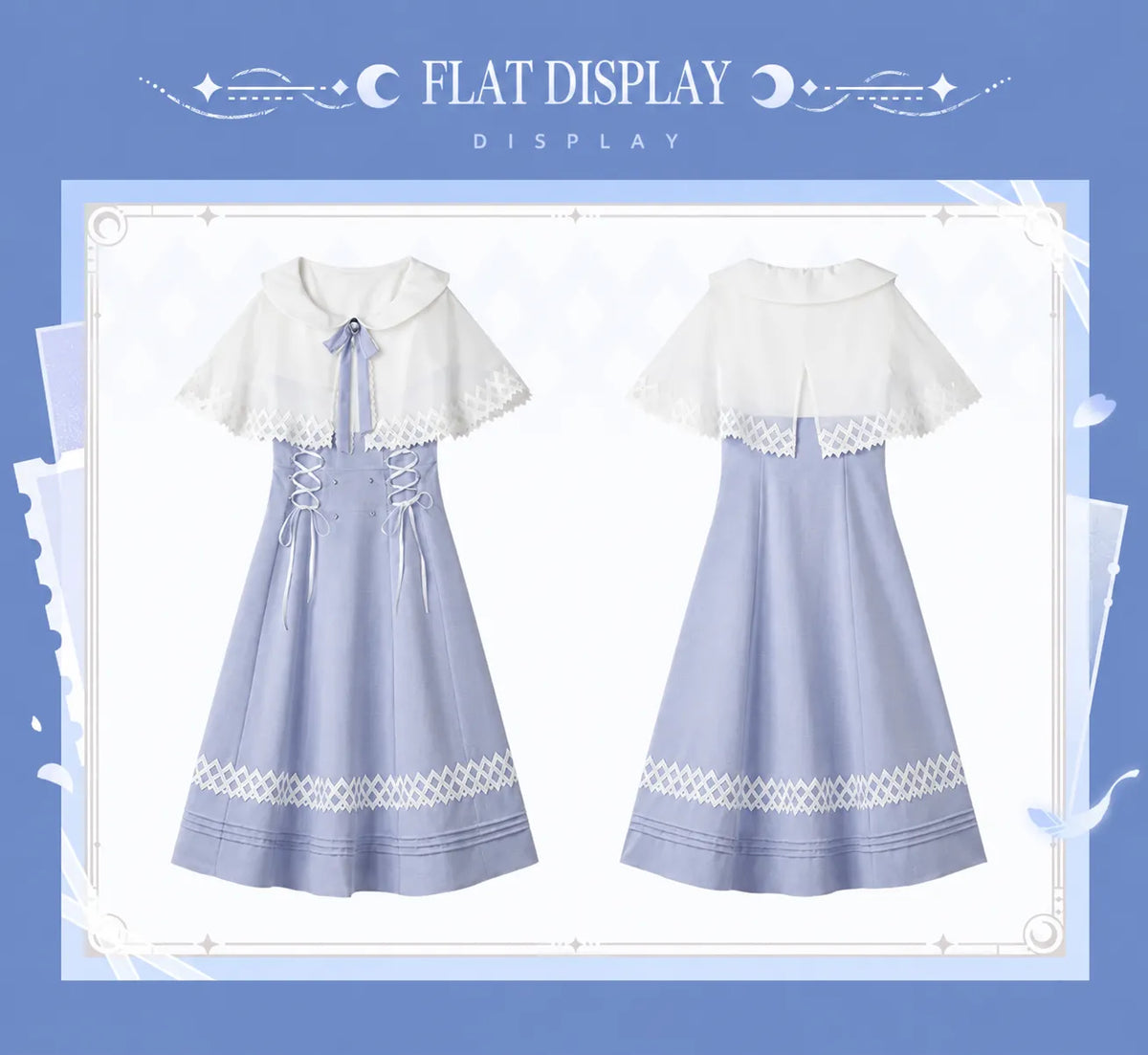 Columbina dress capelet and ribbon embellishment details