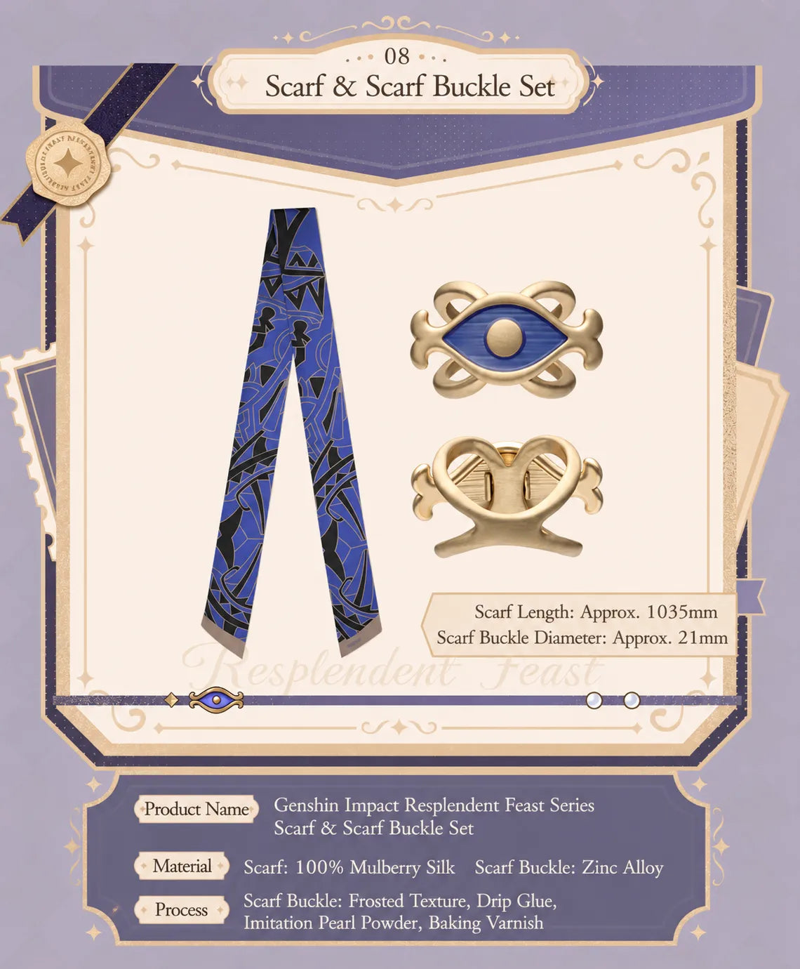 Cyno magnetic acrylic photo frame stand from Genshin Impact with removable chibi accessories and decorative frame layout