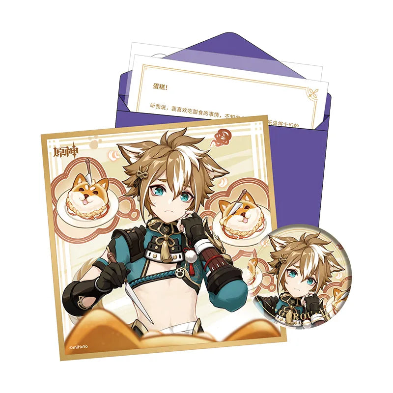 Genshin Impact Day of Destiny Inazuma City Gorou Gift Box Set Badge Shikishi Art Board Letter Set