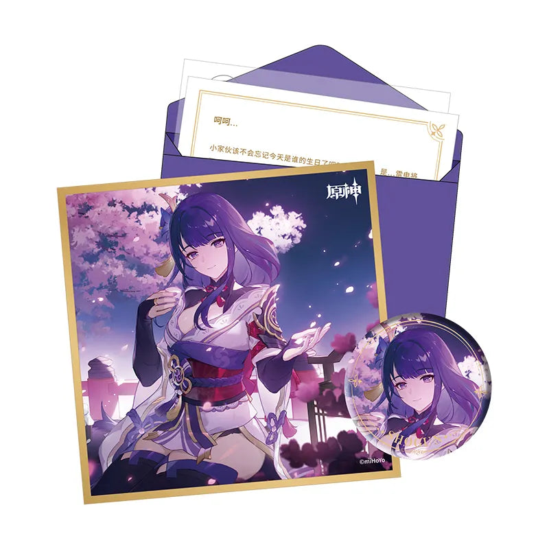 Genshin Day of Destiny Inazuma City Raiden Shogun Gift Box Set Badge Shikishi Art Board Letter Set