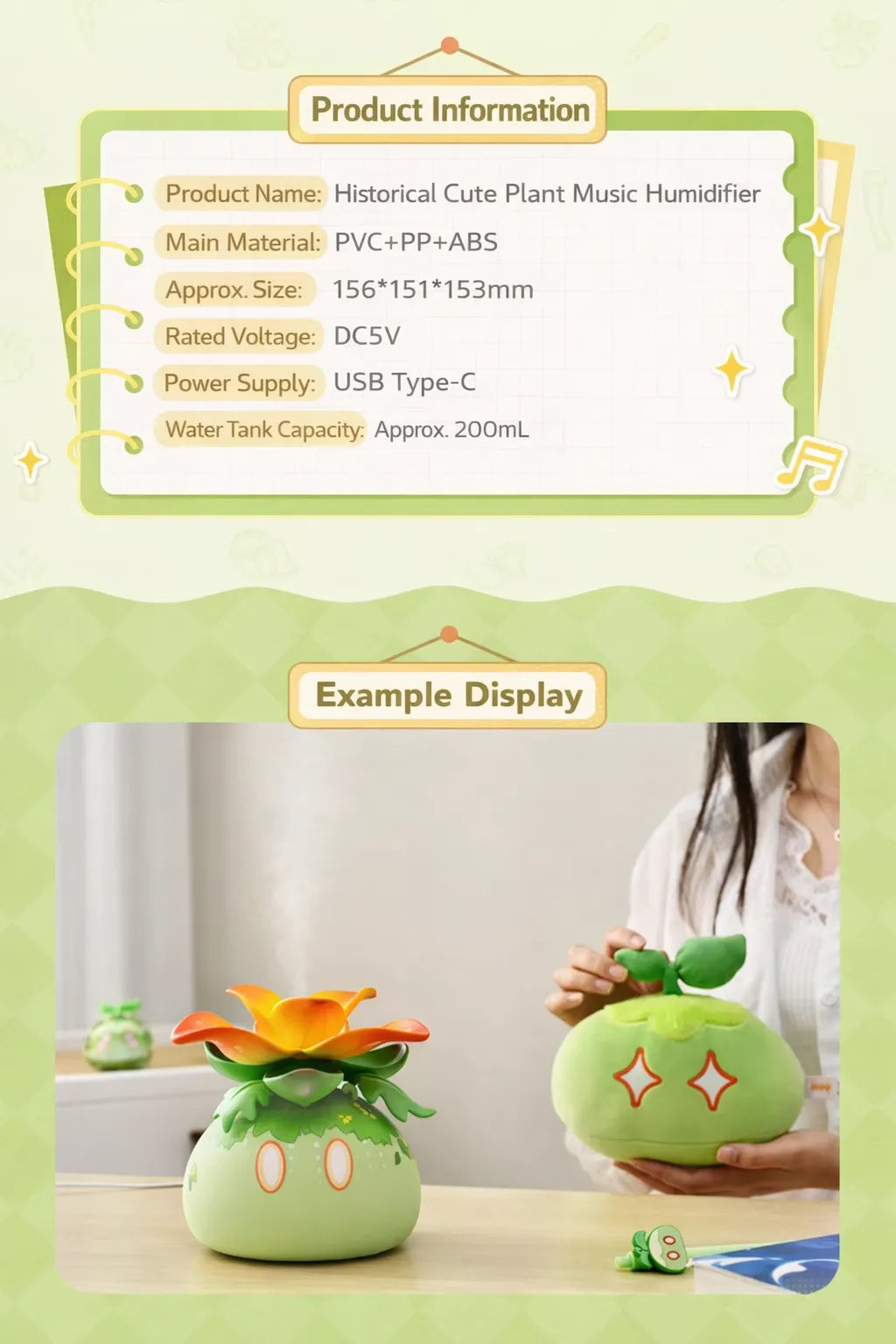 Genshin Impact Dendro Slime music humidifier size reference in hand