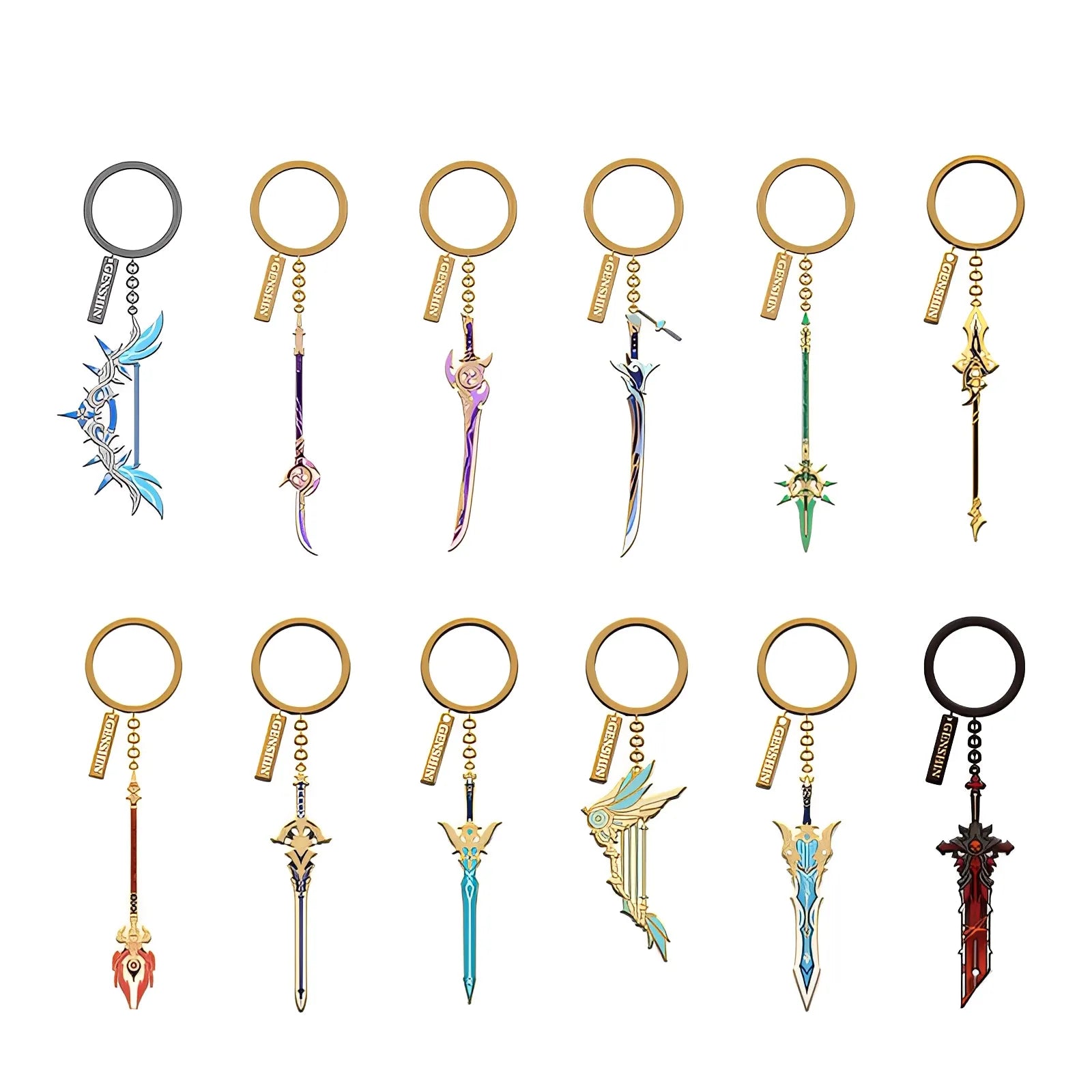 Genshin Impact Divine Casting miniature weapon metal charms set