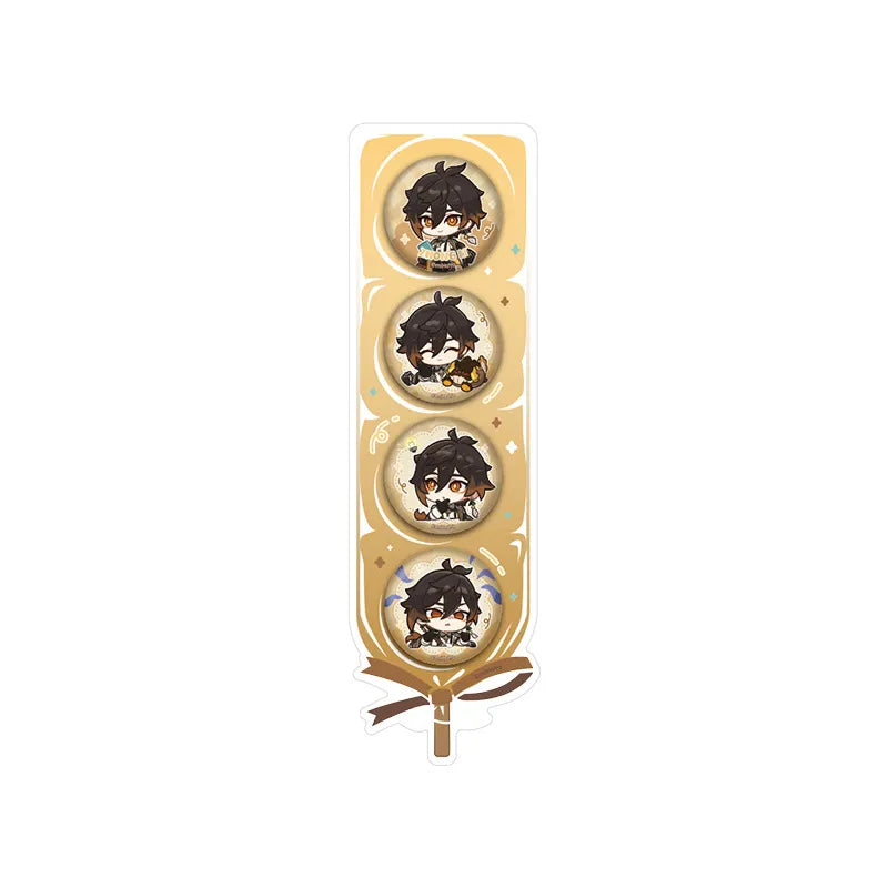 Genshin Impact Dream Journey Series Zhongli chibi candied hawthorn badge set
