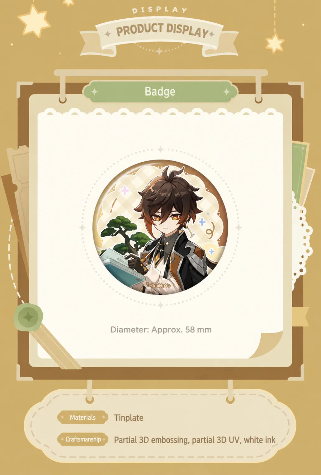 Zhongli chibi candied hawthorn badge set design and details