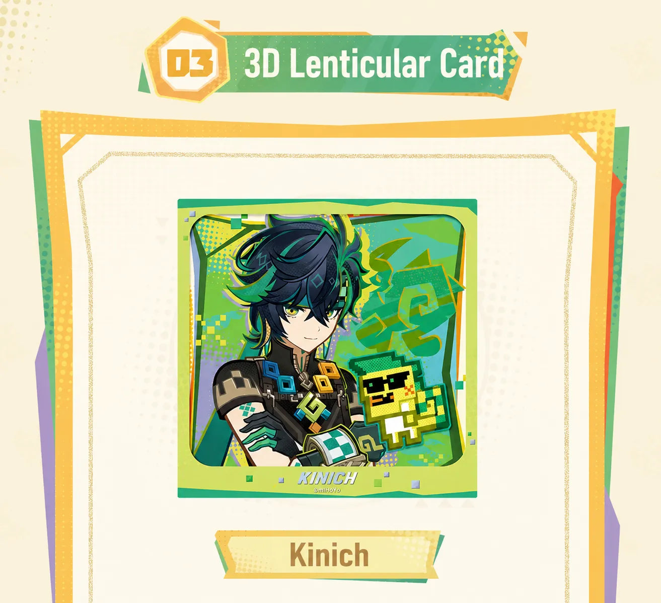 Genshin Impact Emblem of Steadfast Valor 3D Lenticular Cards featuring layered visual effects and character artwork