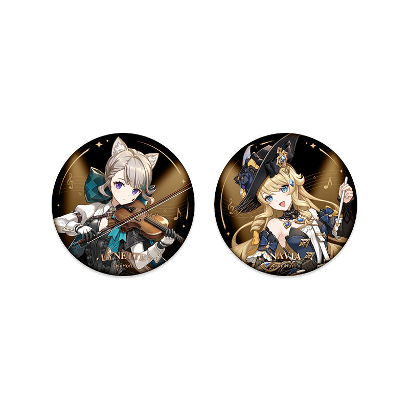 Genshin Endless Melody Series character badge collection featuring Lynette and Navia concert-themed artwork