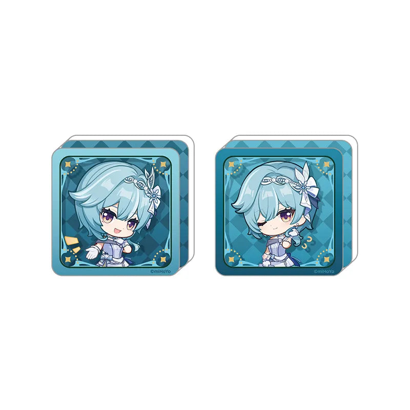 Genshin Eula Resplendent Feast acrylic stamp display block featuring chibi character artwork and decorative collectible style