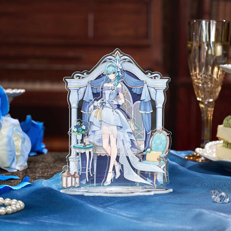 Genshin Impact Eula Resplendent Feast magnetic acrylic frame stand with chibi character accessories and decorative display