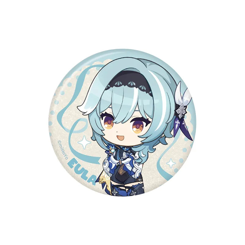 Genshin Impact Eula Stellar Recollection series character badge with elegant chibi illustration and holographic effect