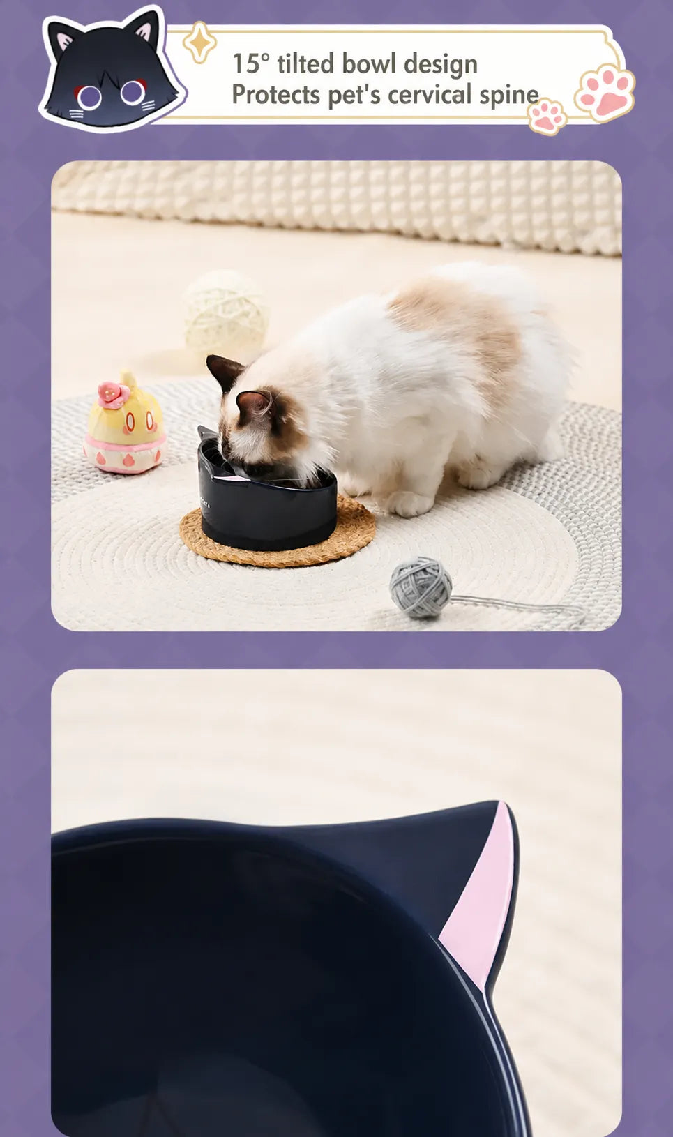 Lyney ceramic pet bowl smooth glaze durable material easy to clean surface