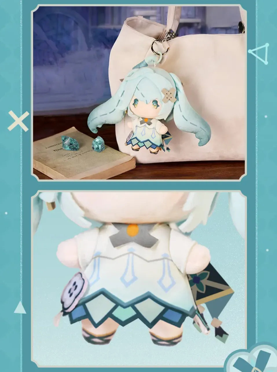Faruzan plush keychain displayed beside a decorative cactus