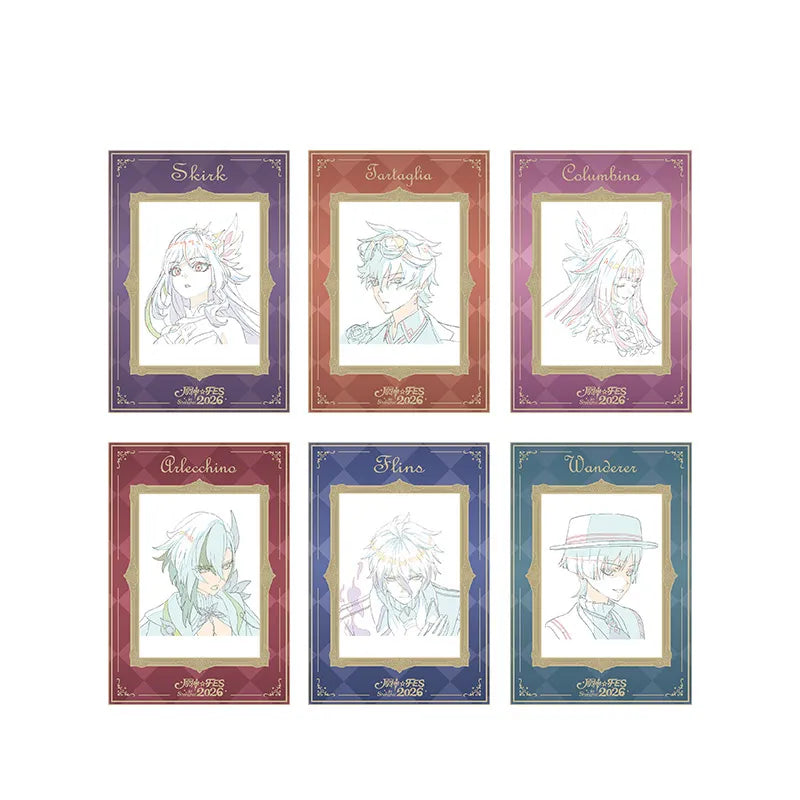 Genshin Impact FES 2026 Series artwork lenticular card set featuring six character designs