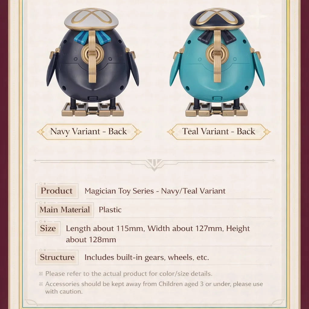 Genshin Impact Freminet Pers clockwork penguin toy series back view with mechanical structure