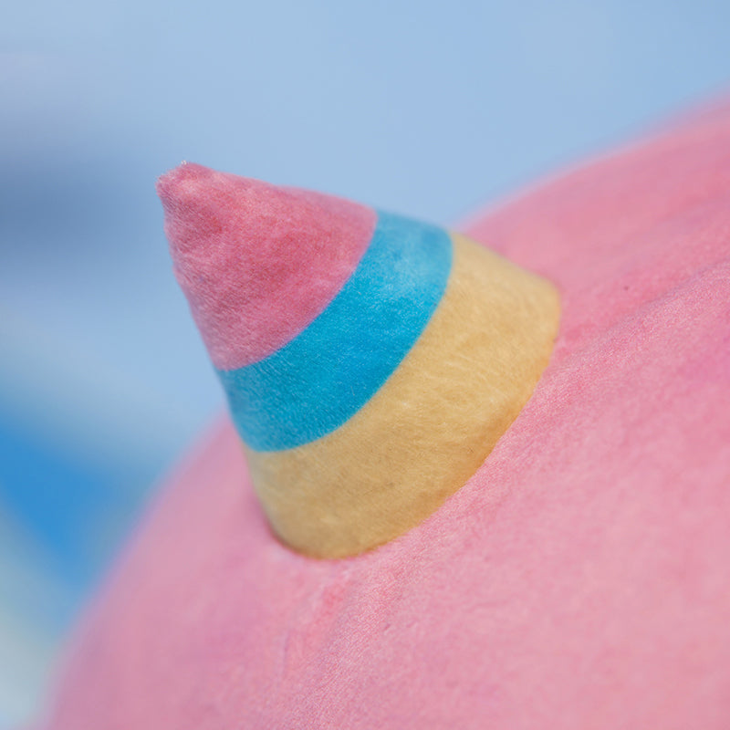 Genshin Impact freshwater puffer plush tissue holder side profile with pastel pink and blue details