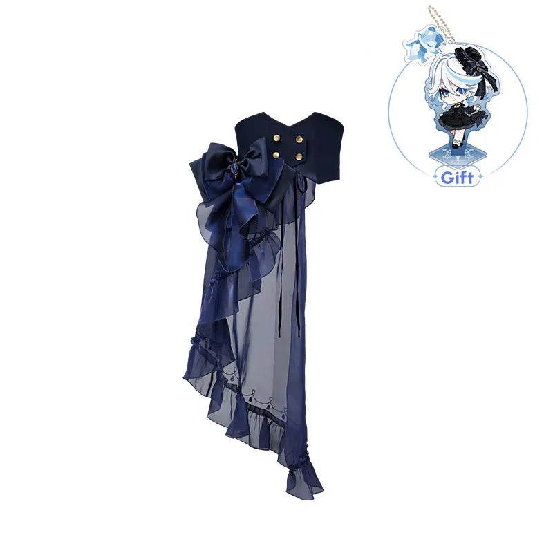 Genshin Impact Furina detachable tail waistband with bow detail front and back view