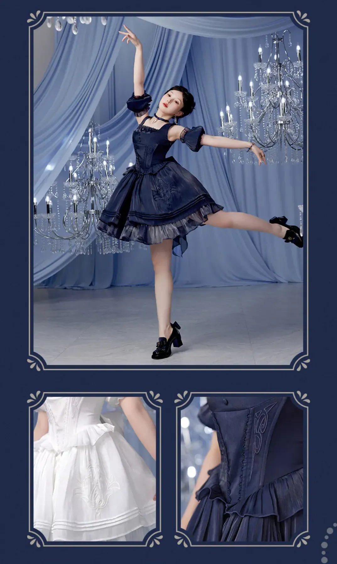 Furina themed dress white color styling showcase