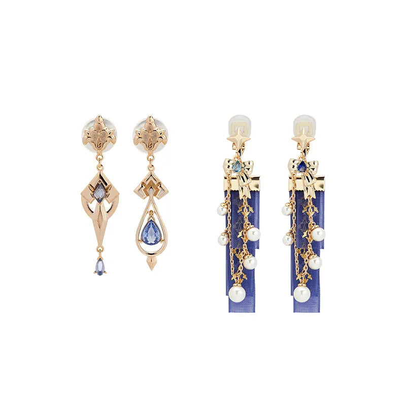 Genshin Impact Furina Earrings Collection featuring stud earrings and clip on earrings