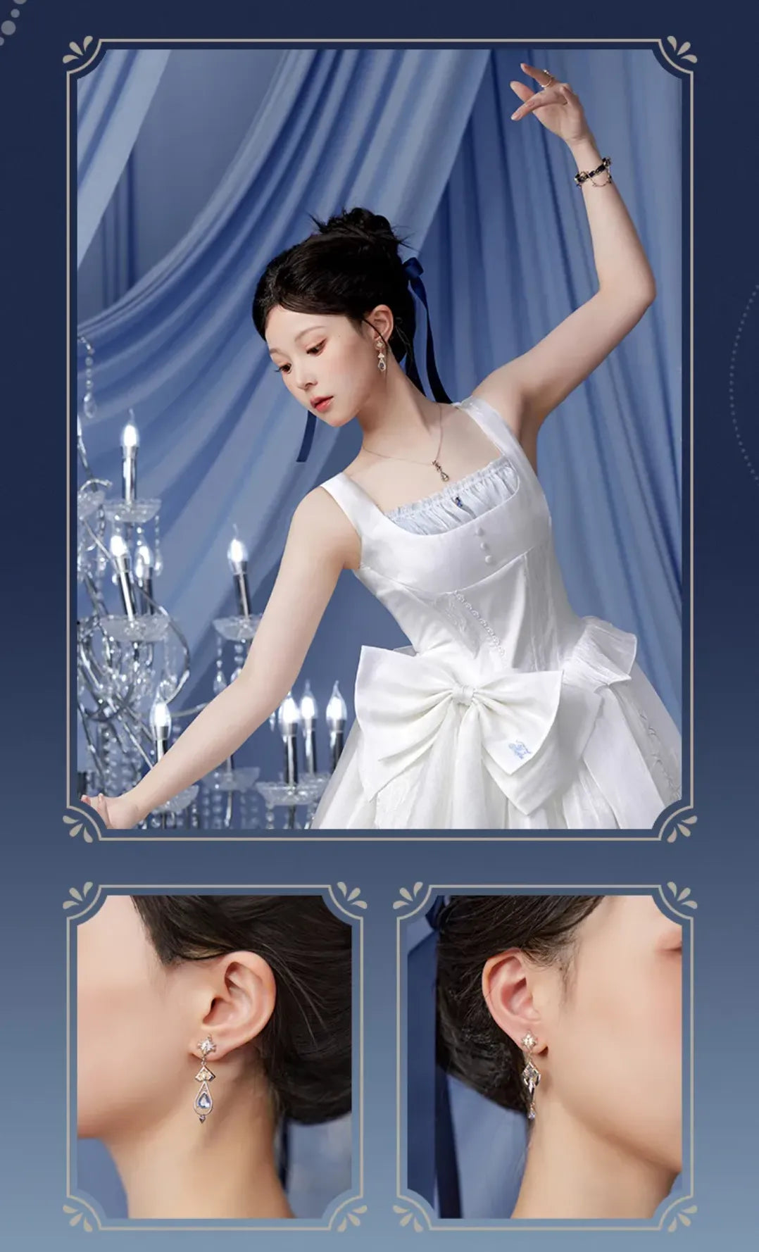 Clip on earrings with ribbon decorations