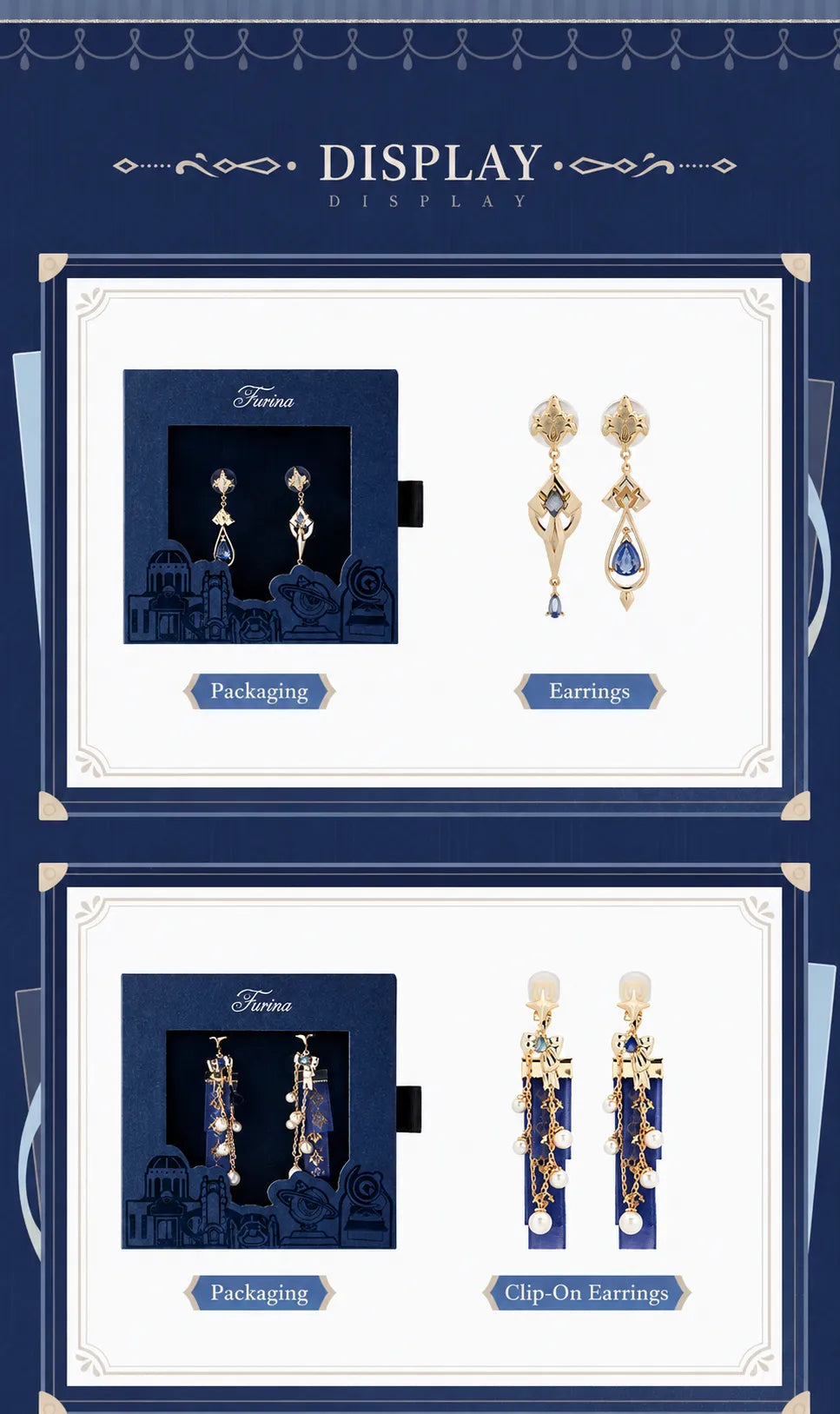 Genshin Impact Furina earrings collection showcase
