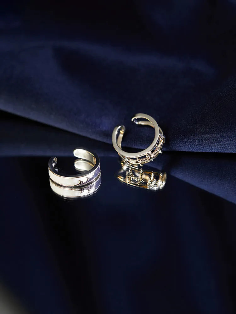 Furina ring collection showcasing stackable and flip ring designs with Fontaine themed details