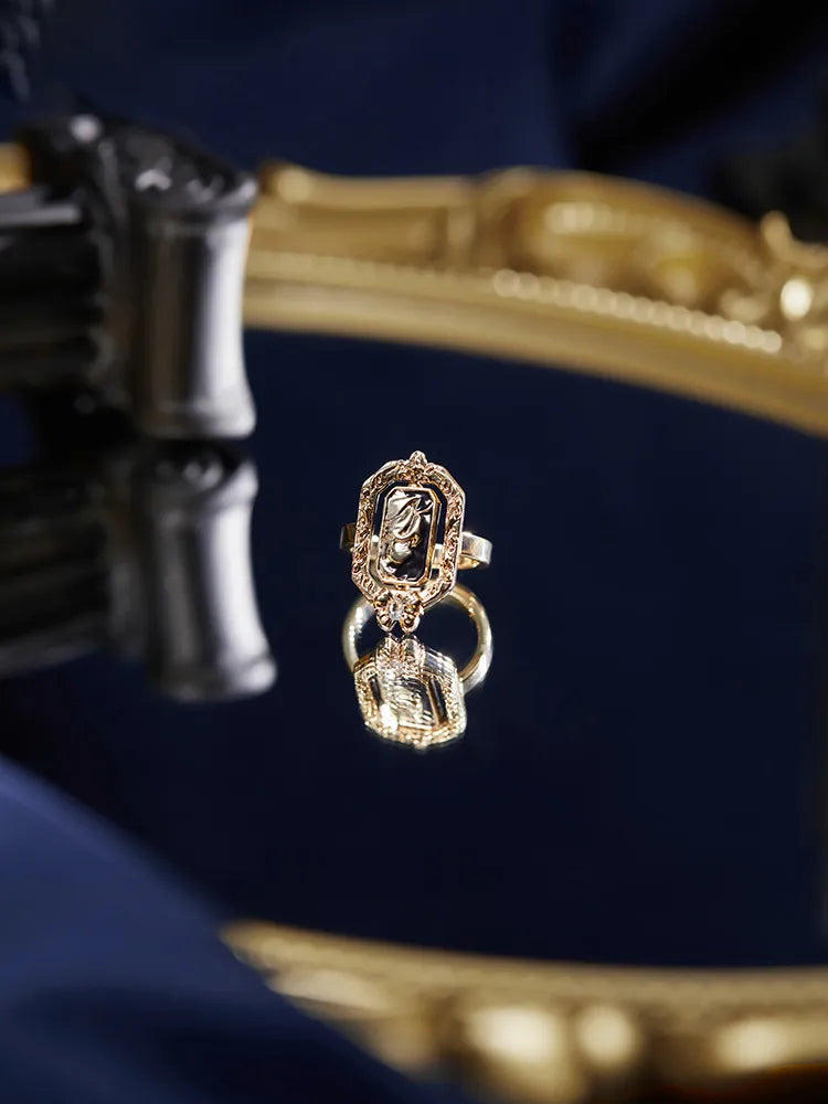 Character themed Furina rings with intricate metalwork and adjustable open ring construction