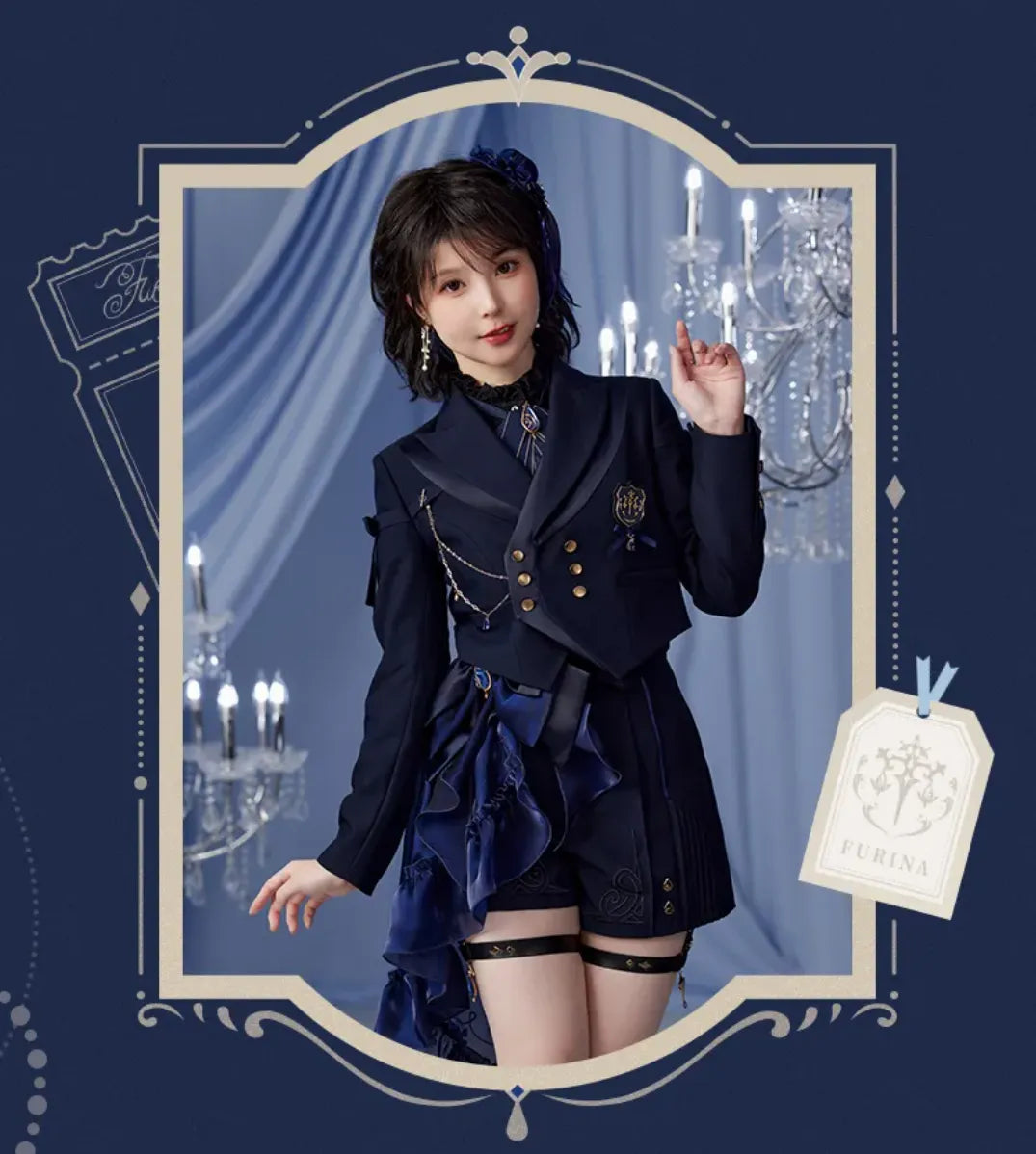 Furina jacket engraved metal button detail