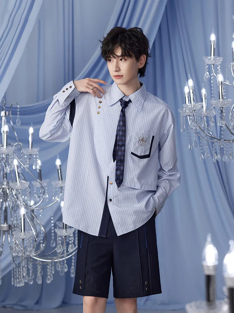 Genshin Impact Furina Themed Impression Series striped relaxed shirt front styling showcase