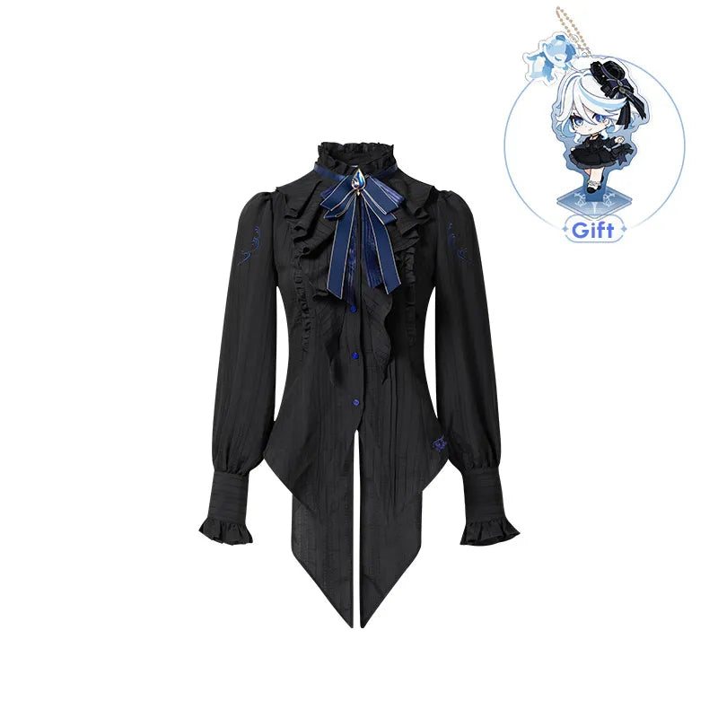 Furina Long Sleeve Waist-Cinching Shirt Black Version