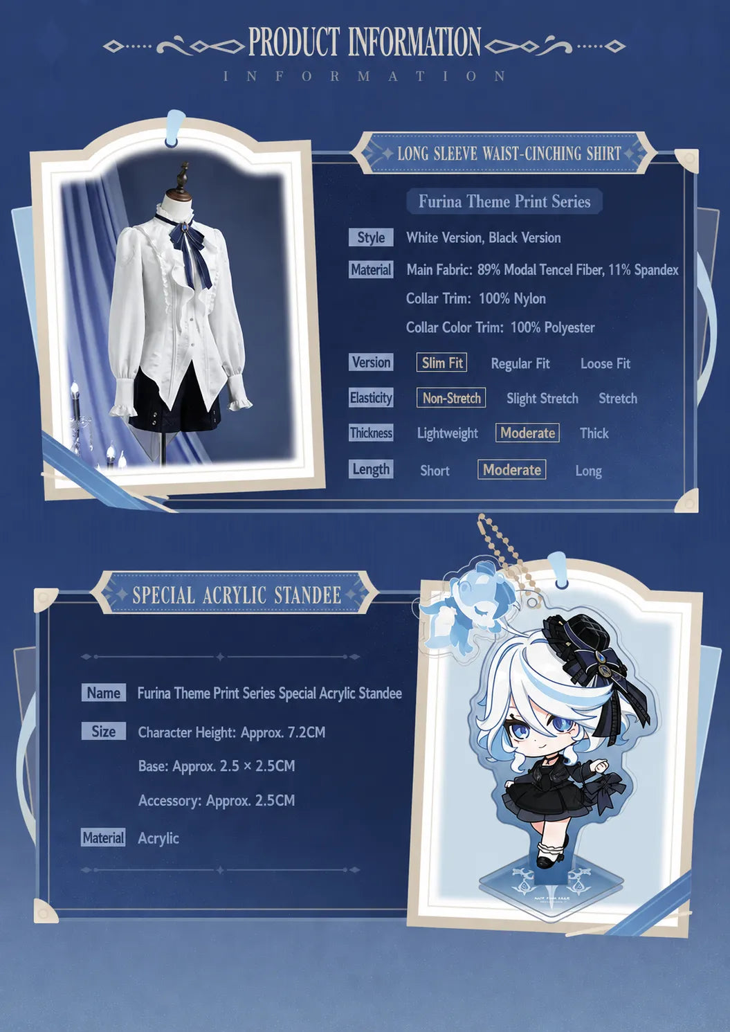 Furina Shirt White and Black Color Options